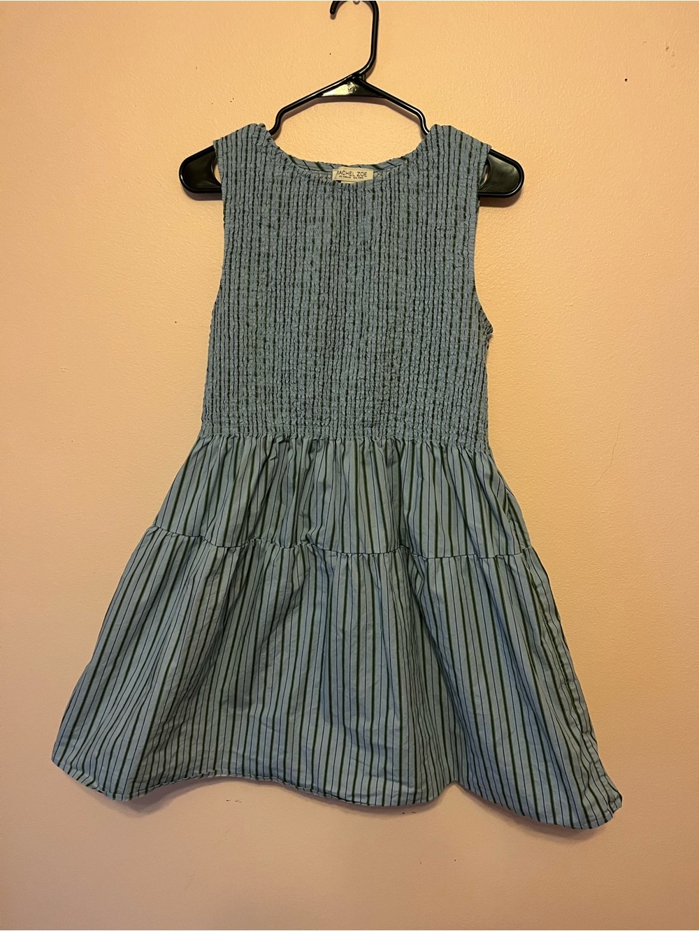 Rachel Zoe Light Blue Smocked Tank Dress with Striped Skirt